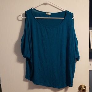 Blue cold shoulder top